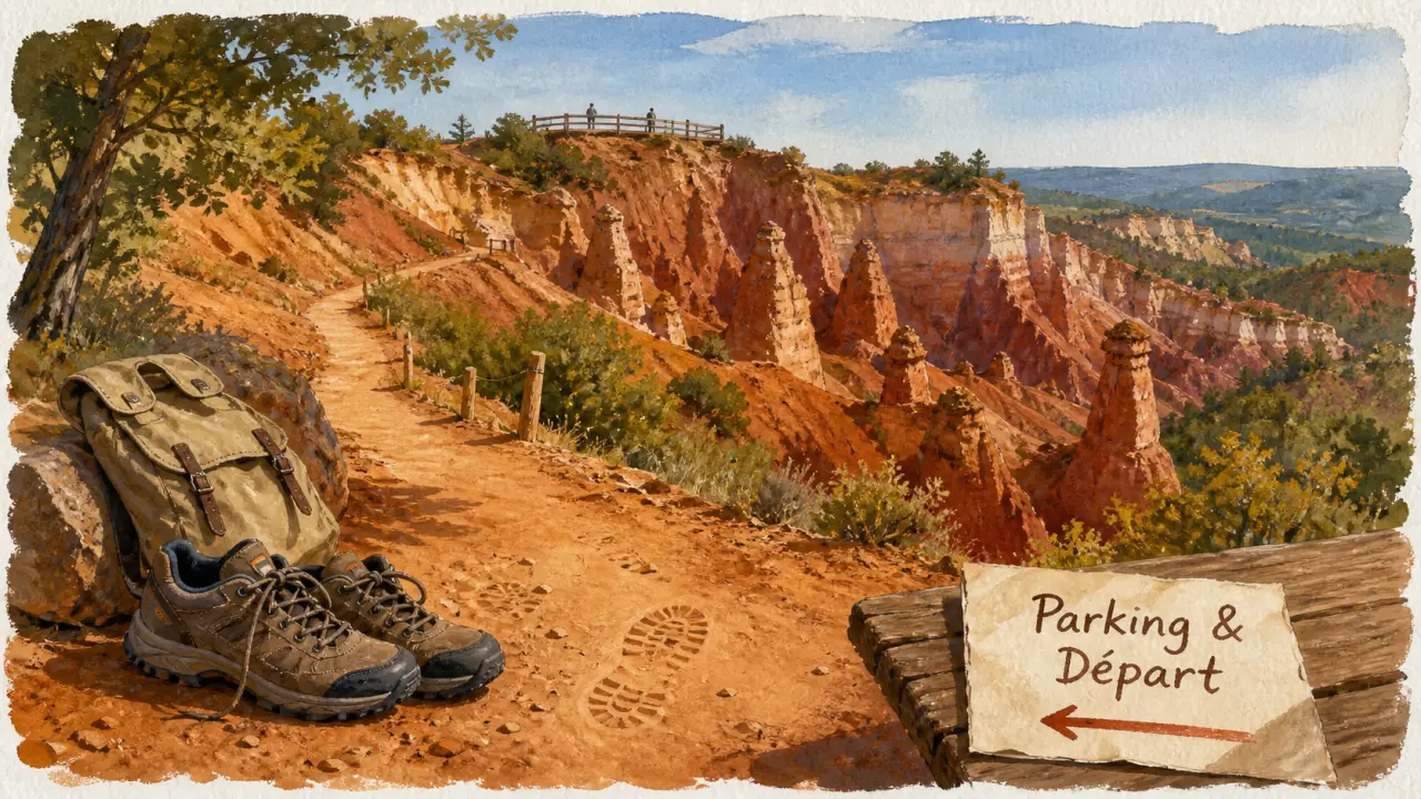 carte colorado provencal : accès, parking et départ en randonnée