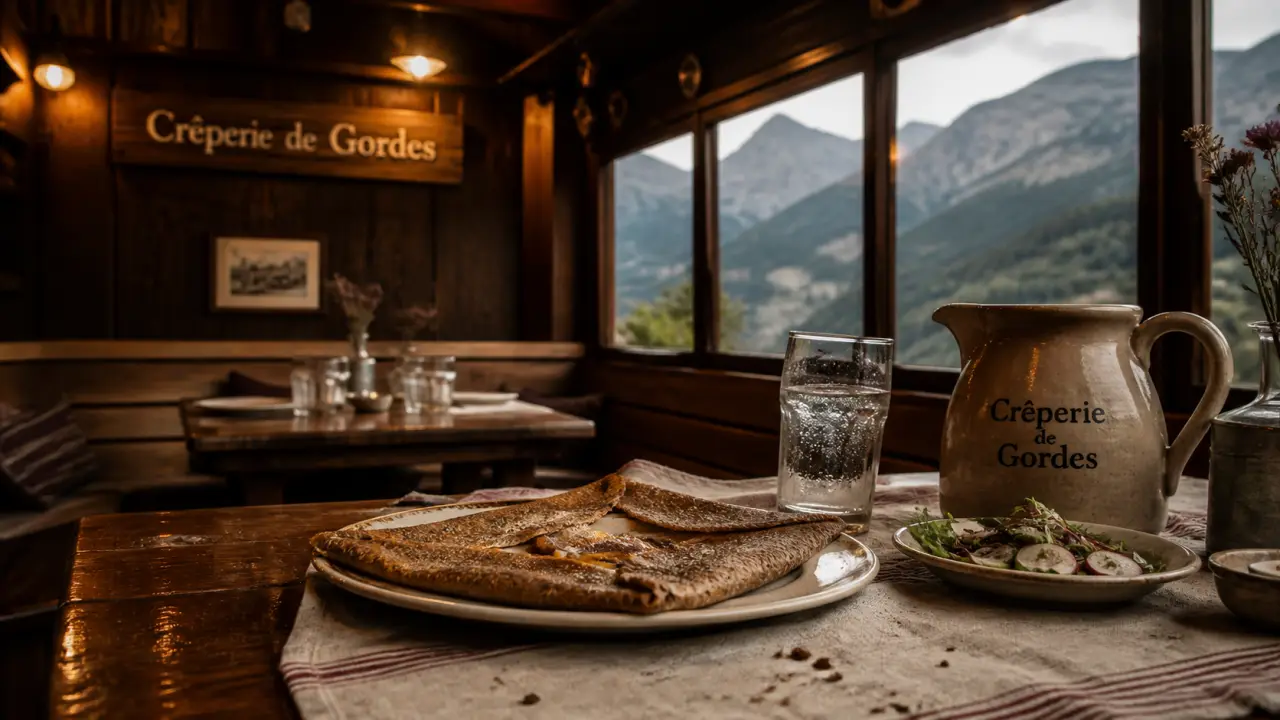 Creperie de gordes à Grenoble : galette au sarrasin dans une ancienne télécabine