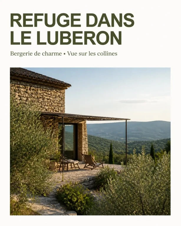 Week end insolite luberon : bergerie en pierre avec vue sur les collines du Luberon