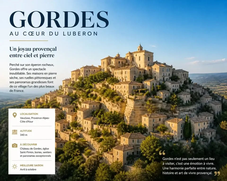 Vue panoramique du village de Gordes dans le Luberon pour planifier combien de temps pour visiter gordes