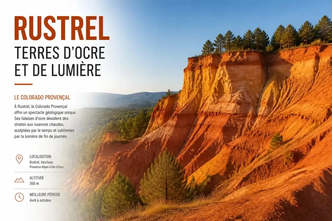 Paysage spectaculaire des falaises d'ocre du Colorado Provençal à Rustrel
