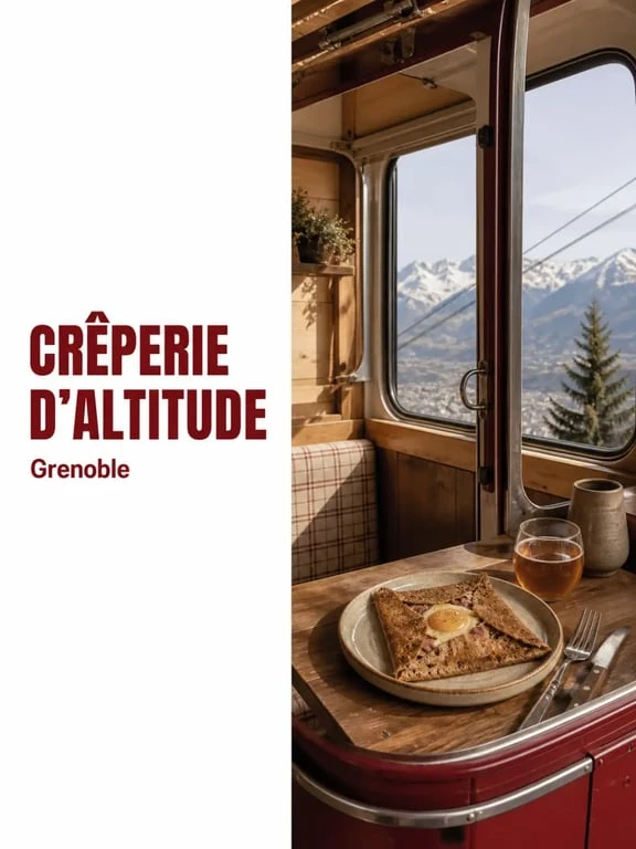 Crêperie de Gordes à Grenoble dans une ancienne télécabine, ambiance montagnarde et chaleureuse