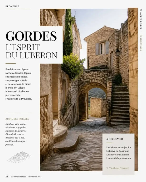 Ruelles de Gordes plus beaux villages du monde autour du château en pierre blonde