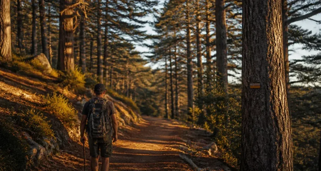 Forêt de cèdres luberon randonnée fraîcheur : sentier ombragé