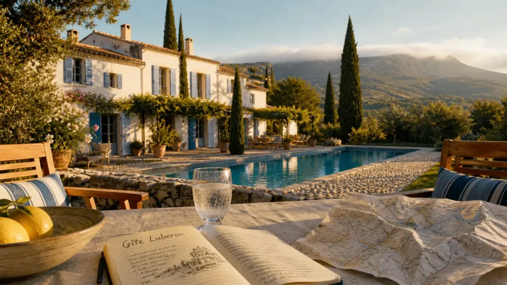 Gîte luberon : piscine extérieure et bastide provençale aux villages perchés