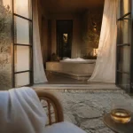 Terrasse provençale de la Bastide du Rocher boutique hôtel & spa à Roquebrune-sur-Argens avec bain à remous