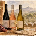 Les meilleurs vins du ventoux : rouge, rosé et blanc sur table