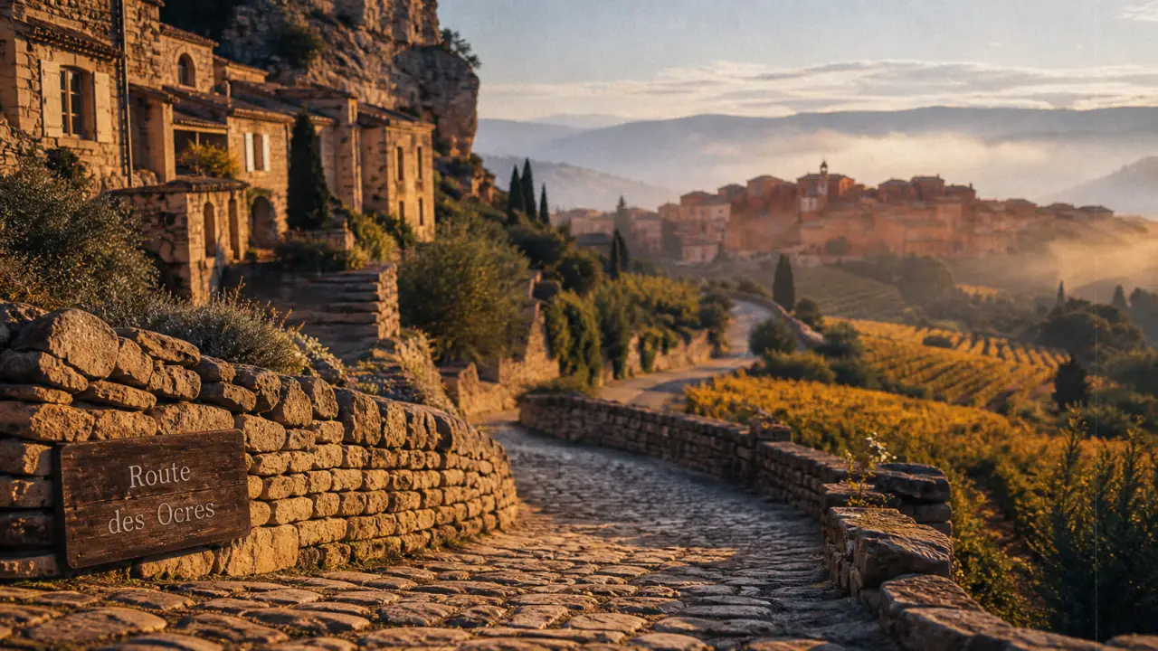 Lieux à visiter dans le Luberon : Route des Ocres à Roussillon, calade et vignes