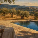 Location avec piscine dans le Luberon : piscine privée chauffée ou sécurisée, vue depuis une terrasse