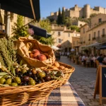 Marché lourmarin : panier d’olives au vendredi