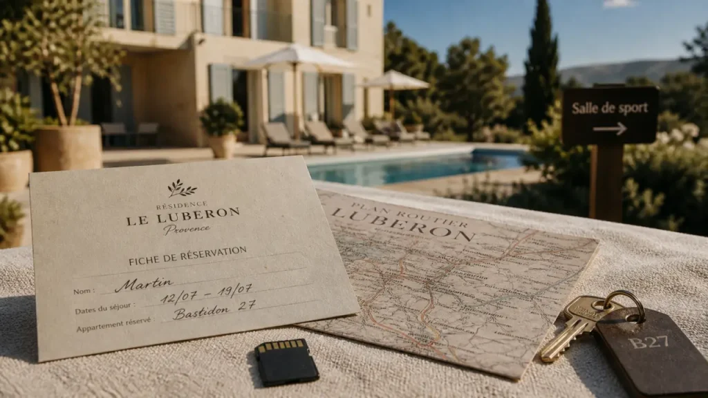 Résidence de tourisme luberon : salle de sport et fiche de réservation