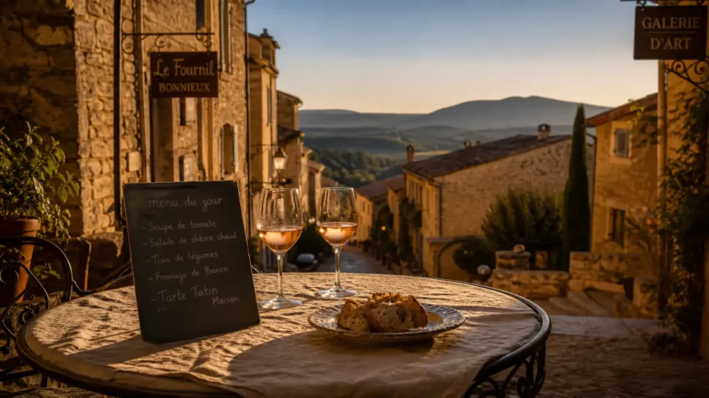 Restaurant bonnieux en terrasse, vue sur le Luberon