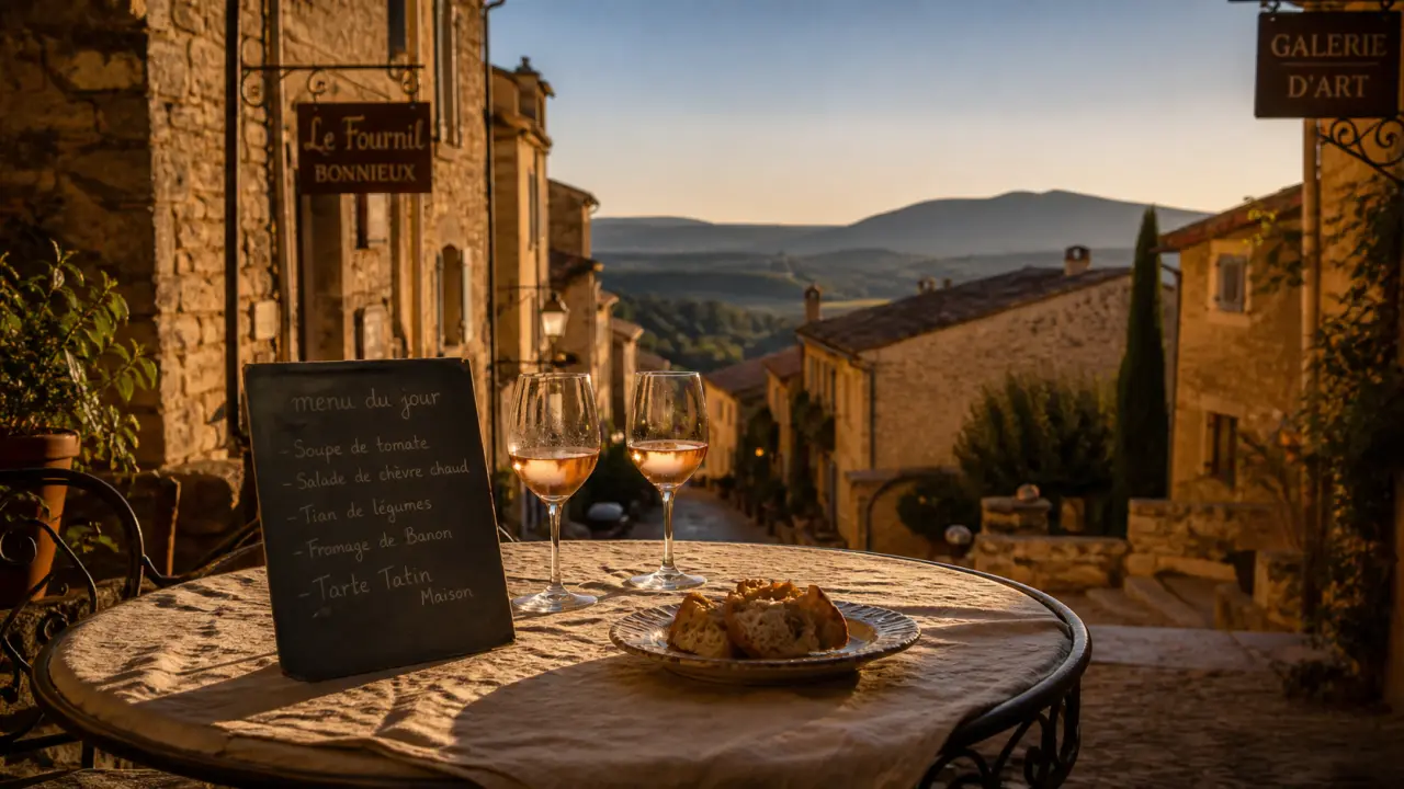 Restaurant bonnieux en terrasse, vue sur le Luberon