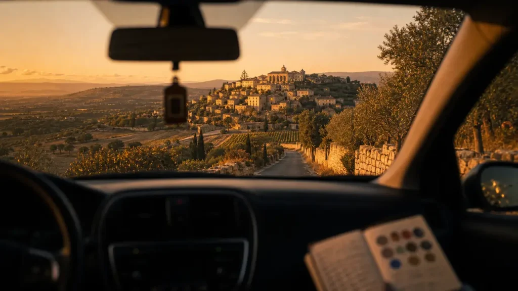Visiter le Luberon en voiture : route sinueuse vers Gordes