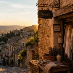 Visiter le Luberon : Gordes, ruelle en ocre dorée au coucher du soleil
