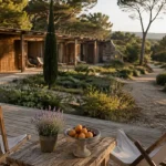 Eco resort provence : terrasse en bois et écolodge en Provence