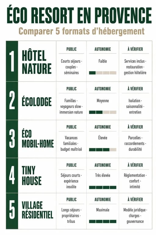 eco resort provence comparatif des formats d’hébergement en Provence