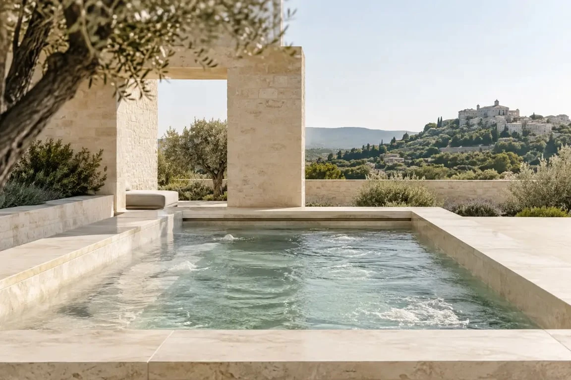 Spa Luberon Gordes avec bassin de balnéothérapie dans un cadre provençal