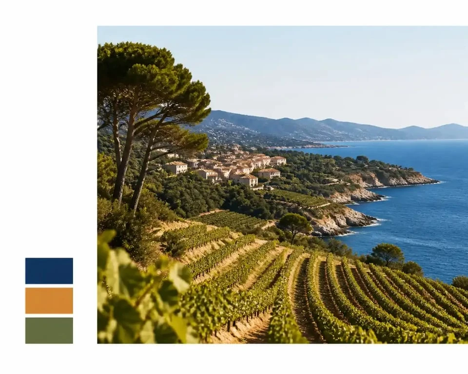 Route des vins Provence entre Bandol, les vignes et le littoral méditerranéen
