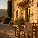 hôtel luberon la bergerie : terrasse privée vue sur le Luberon
