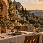 lesprit du luberon restaurant emily in paris : Clover Gordes, terrasse golden hour