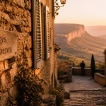 Luberon France villages à Gordes : pierres ocre blond au coucher du soleil