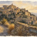 Luberon hilltop villages : Gordes, ruelle en calade et maisons en pierre