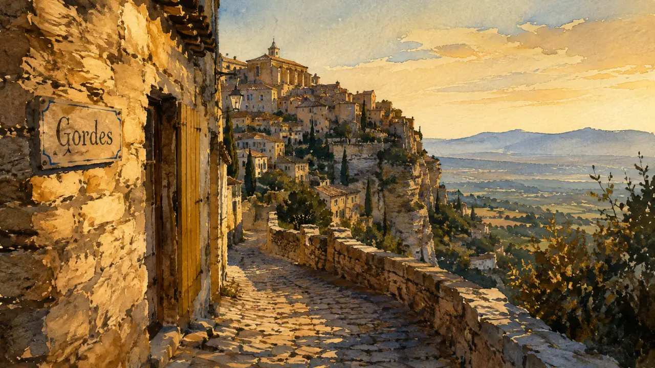 Luberon villages a voir : Gordes perché aux ocres, ruelle et pierres sèches