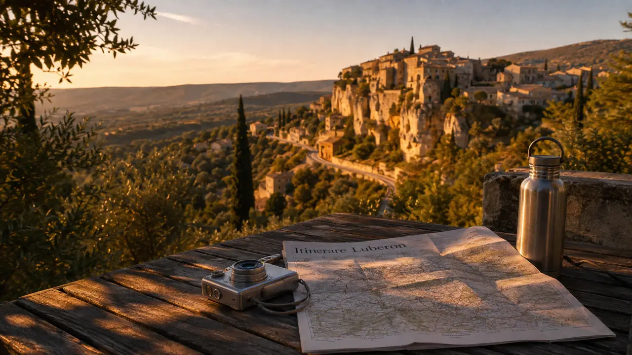 Photo luberon villes villages au golden hour, route et villages perchés