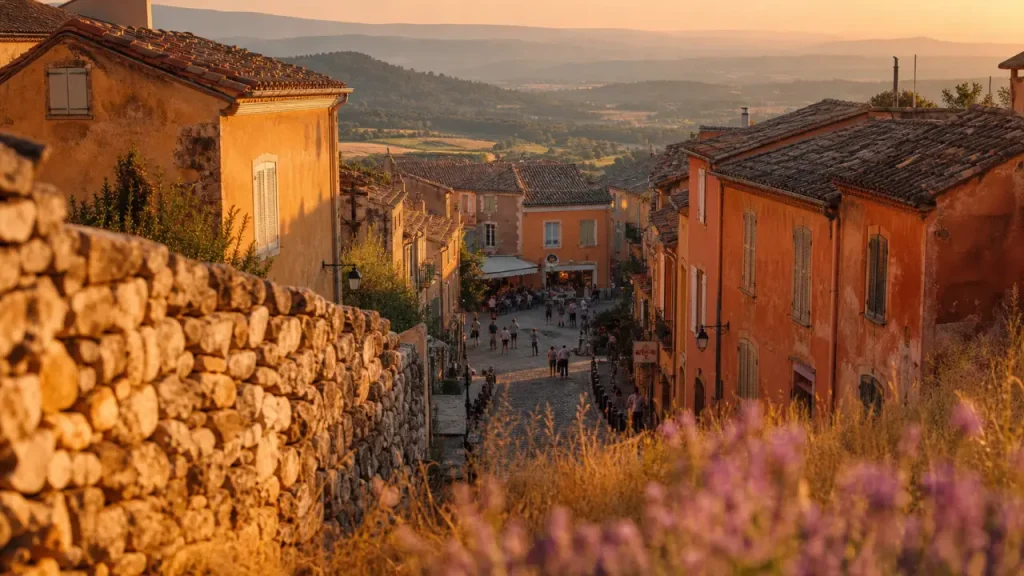 Most beautiful villages in luberon : ruelles ocre au coucher du soleil, villages du Luberon