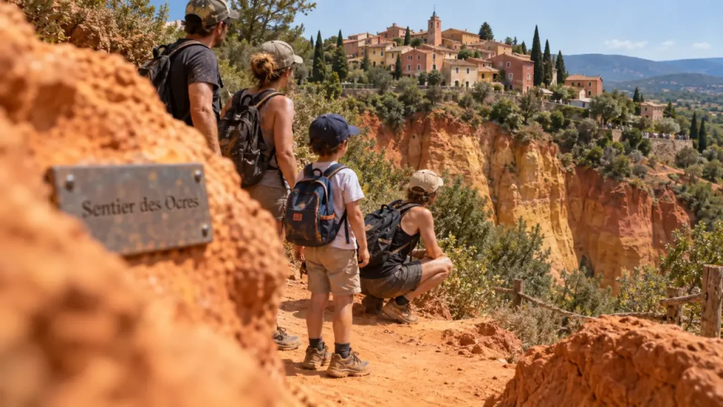 Que faire dans le Luberon avec des enfants : famille au sentier des ocres à Roussillon