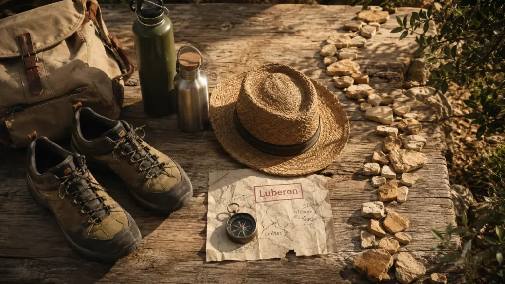 Randonnée parc naturel régional du Luberon : ocres, crêtes et villages, chaussures et boussole