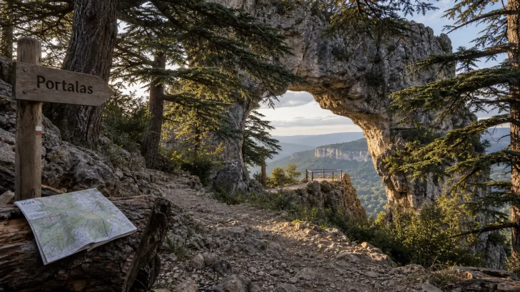 Randonnée pédestre forêt des cèdres du luberon, vue vers Portalas avec cèdres.