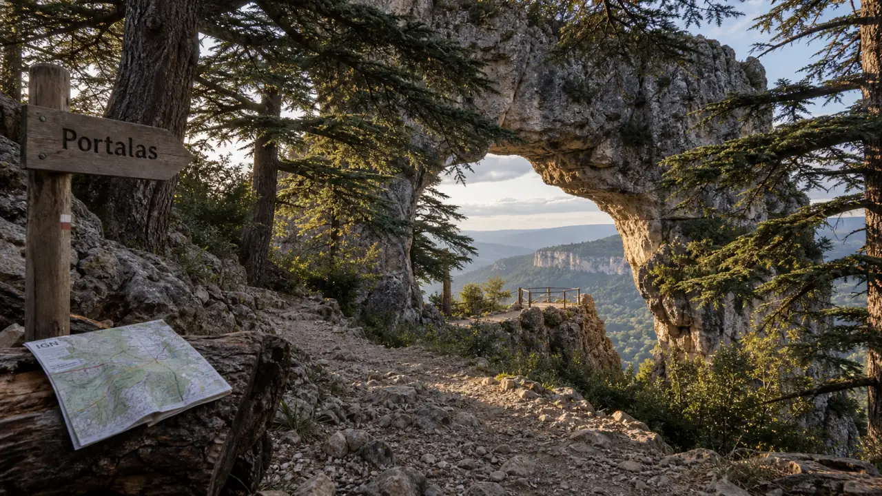 Randonnée pédestre forêt des cèdres du luberon, vue vers Portalas avec cèdres.