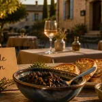 Tapenade maison dans un restaurant sud luberon durance, golden hour