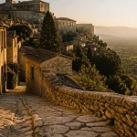 Village de Gordes dans le Luberon, calade au golden hour