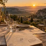 Best restaurant Luberon à Saignon : terrasse panoramique au coucher du soleil
