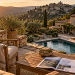Gîtes Gordes Luberon : terrasse, piscine et vue sur le Luberon