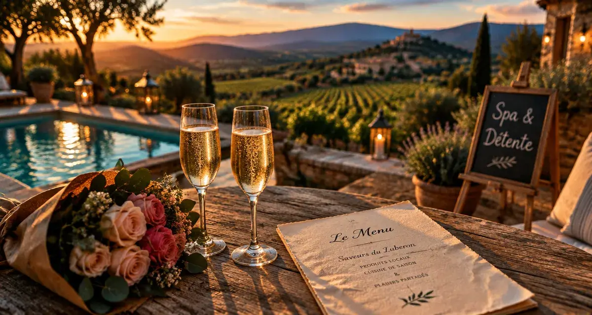 Hôtel romantique luberon : terrasse vue vignes, champagne et spa